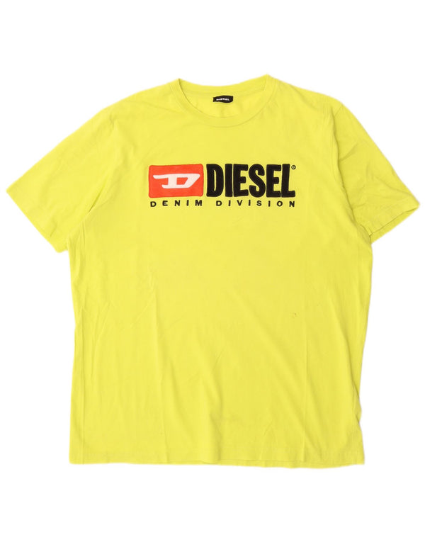 Diesel Hombre Camiseta Gráfica Top XL Algodón Amarillo