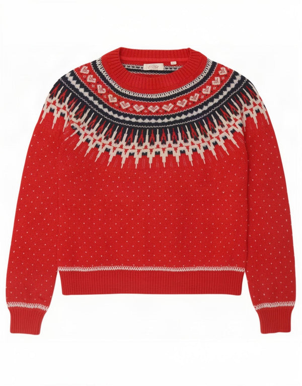 Suéter tipo jersey para mujer con cuello barco de Fat Face UK 44 Grande Rojo Fair Isle Algodón