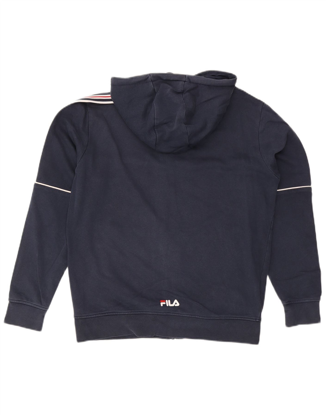 Fila Suéter con capucha y cremallera gráfica para hombre, tamaño mediano, azul marino a rayas
