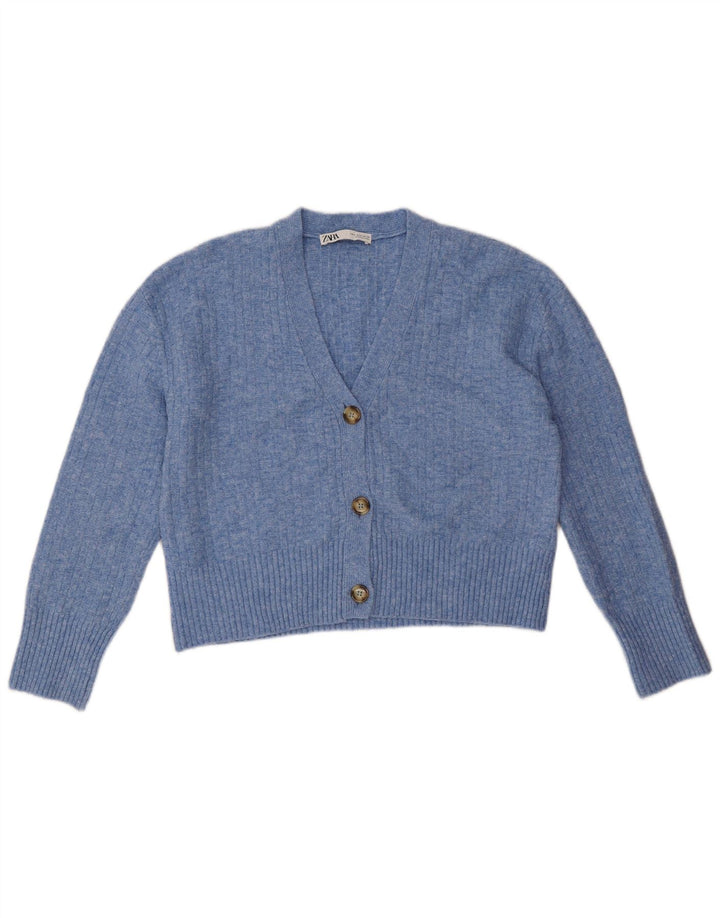 Zara Mujer Suéter Cárdigan Extragrande UK 10 Small Poliéster Azul