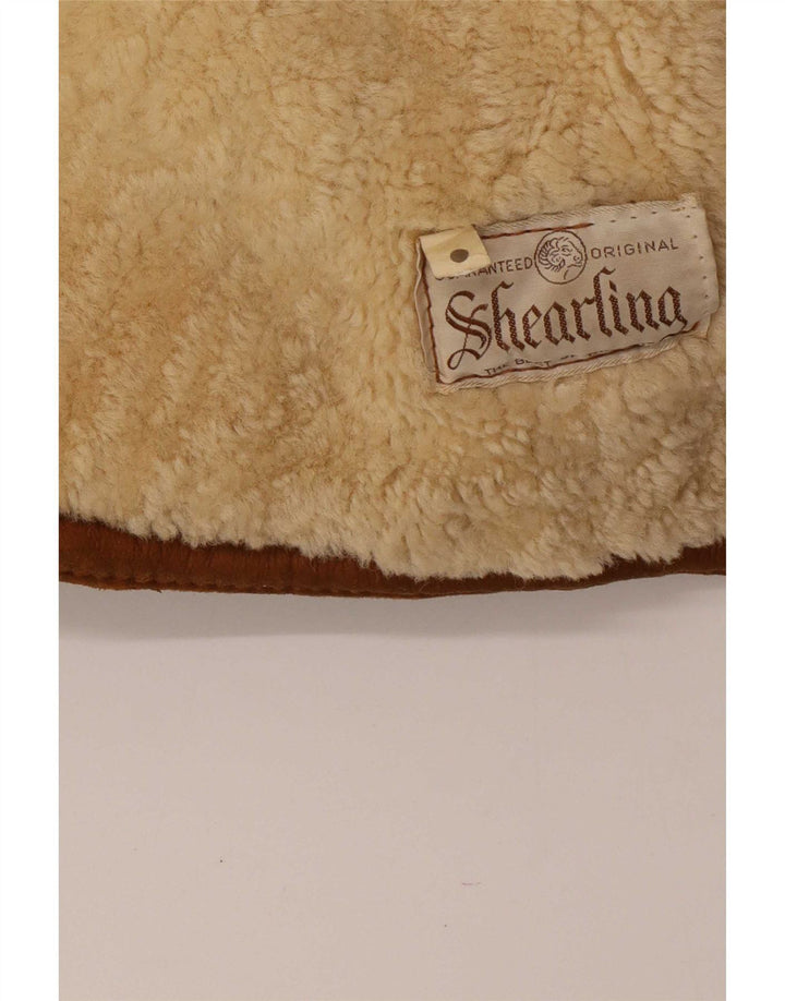 Vintage hombres shearling chaqueta Reino Unido 42 XL marrón shearling