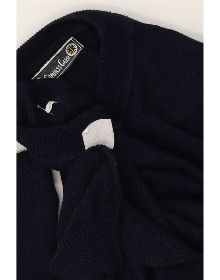 COMPASS CARD Jersey con cuello redondo y gráfico para hombre de lana azul marino grande