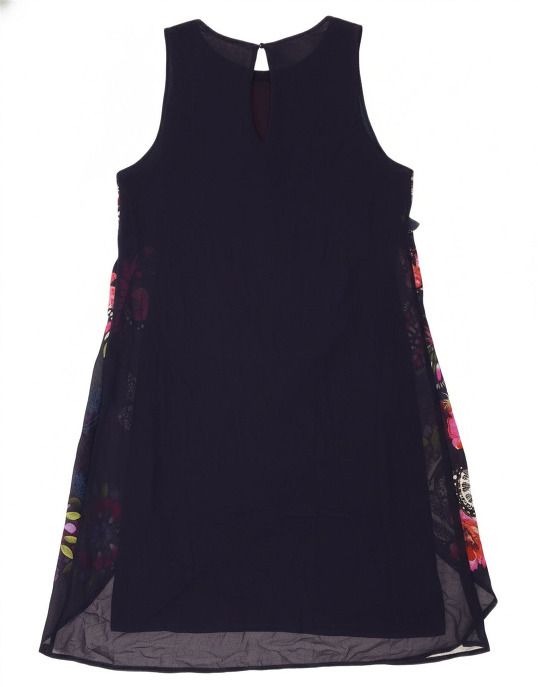 DESIGUAL Womens Sleeveless Basic Dress EU 38 Medium Navy Blue Floral