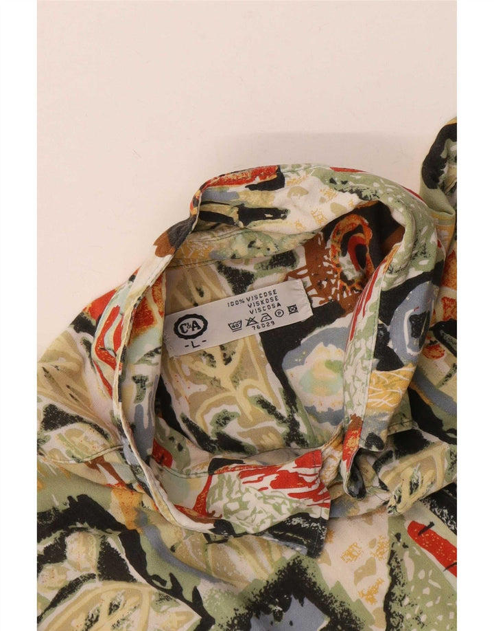 Camisa C&A Hombre De Manga Corta Grande Viscosa Geométrica Multicolor