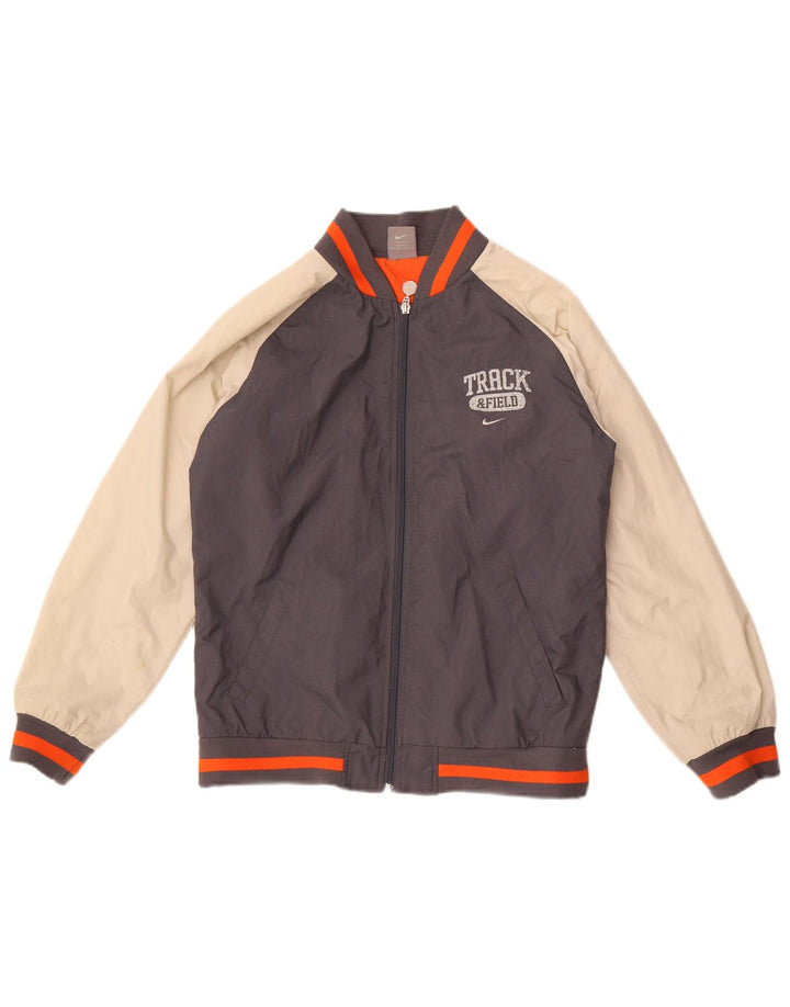 Nike Chaqueta bomber de atletismo para niños de 12 a 13 años, talla grande, color gris