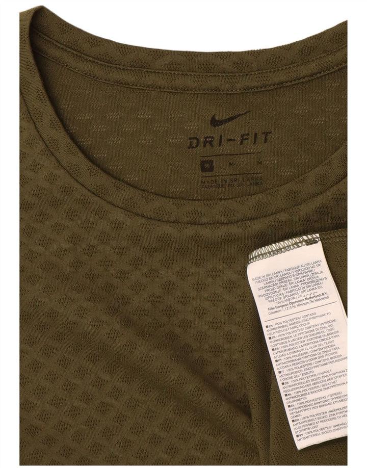 Camiseta Nike Dri Fit para hombre Top medio caqui poliéster geométrico