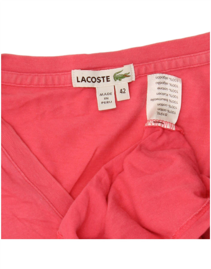 Camiseta Lacoste Mujer Top Talla 42 Grande Rosa Algodón
