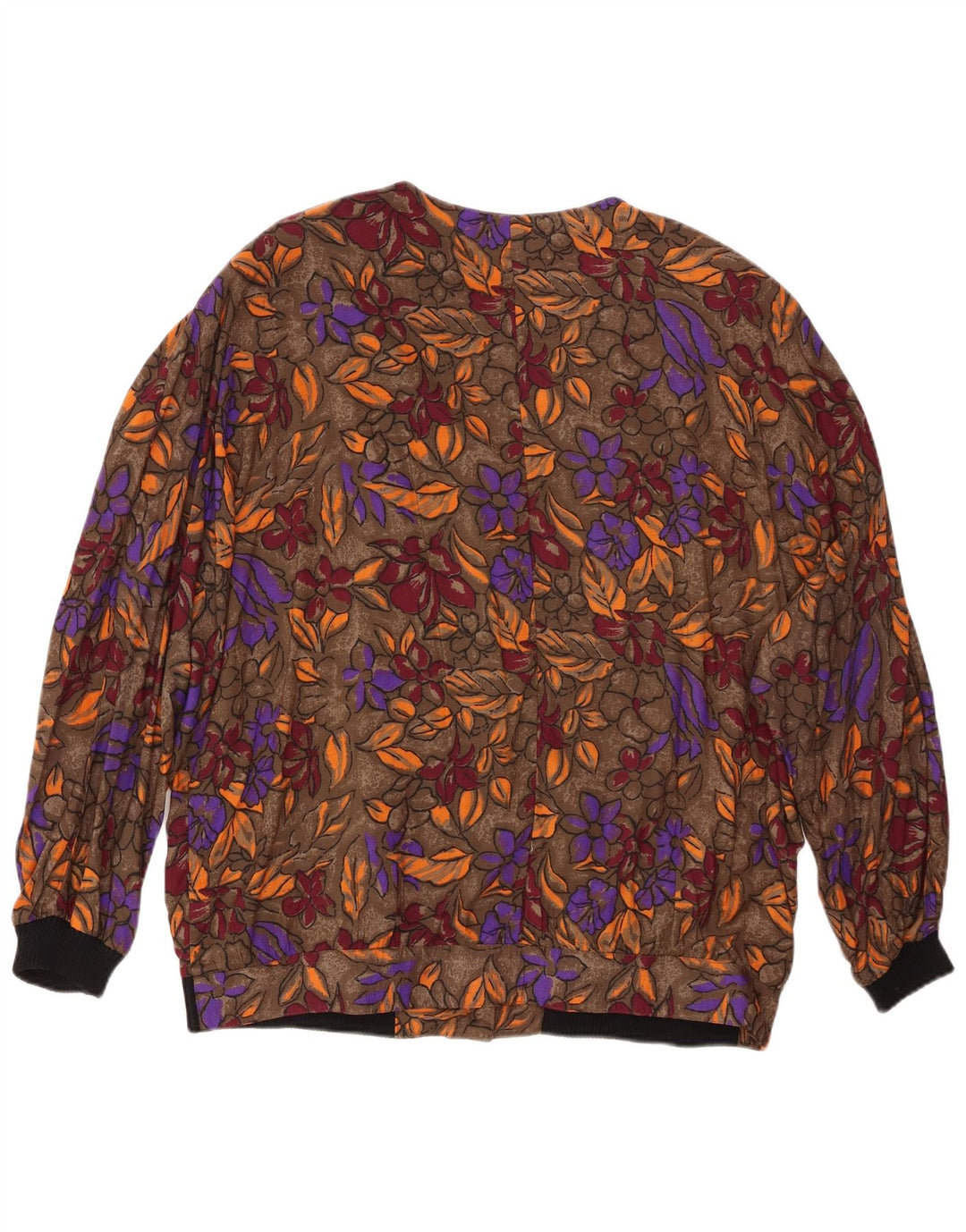 VINTAGE Blusa camisa mujer Reino Unido 20 2XL Viscosa floral marrón