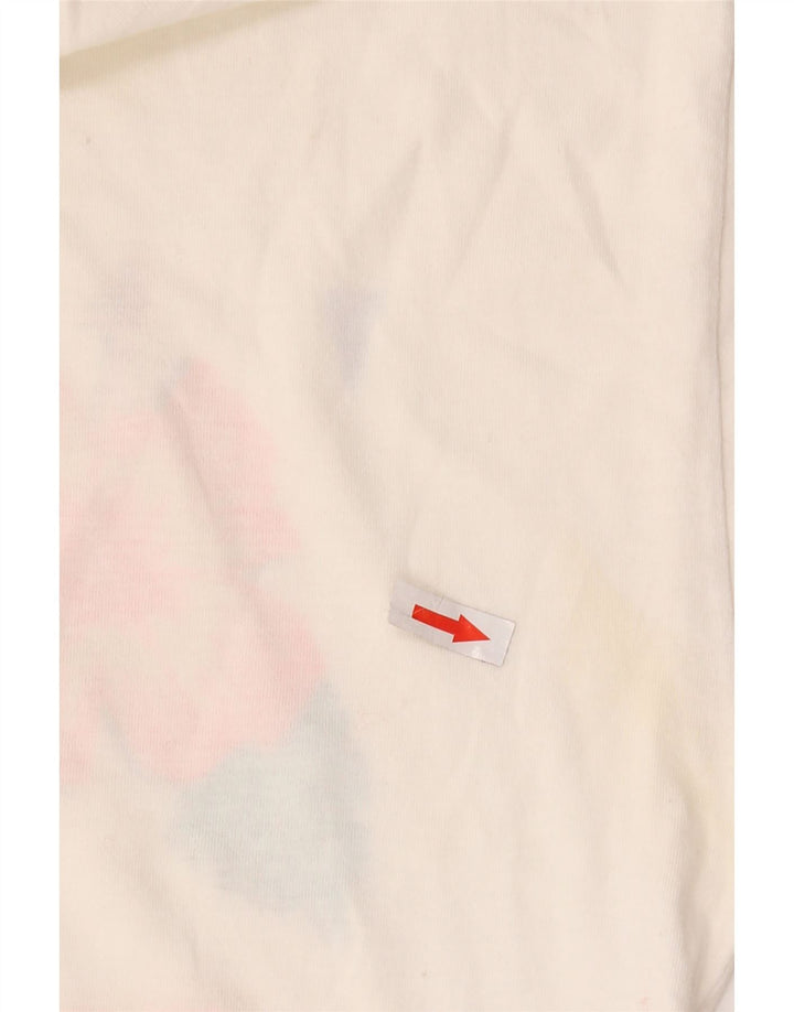 Vintage hombres camiseta gráfica top medio blanco floral