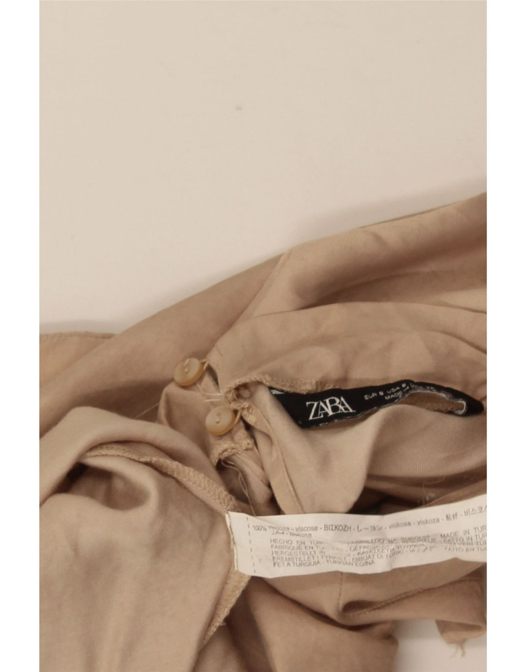 ZARA Blusa Sin Mangas Mujer UK 40 Small Viscosa Beige
