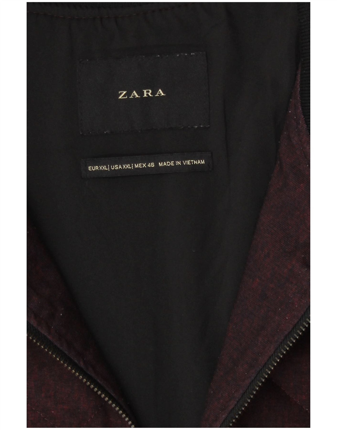 Zara Mens Chaqueta Bomber Acolchada UK 44 2XL Borgoña