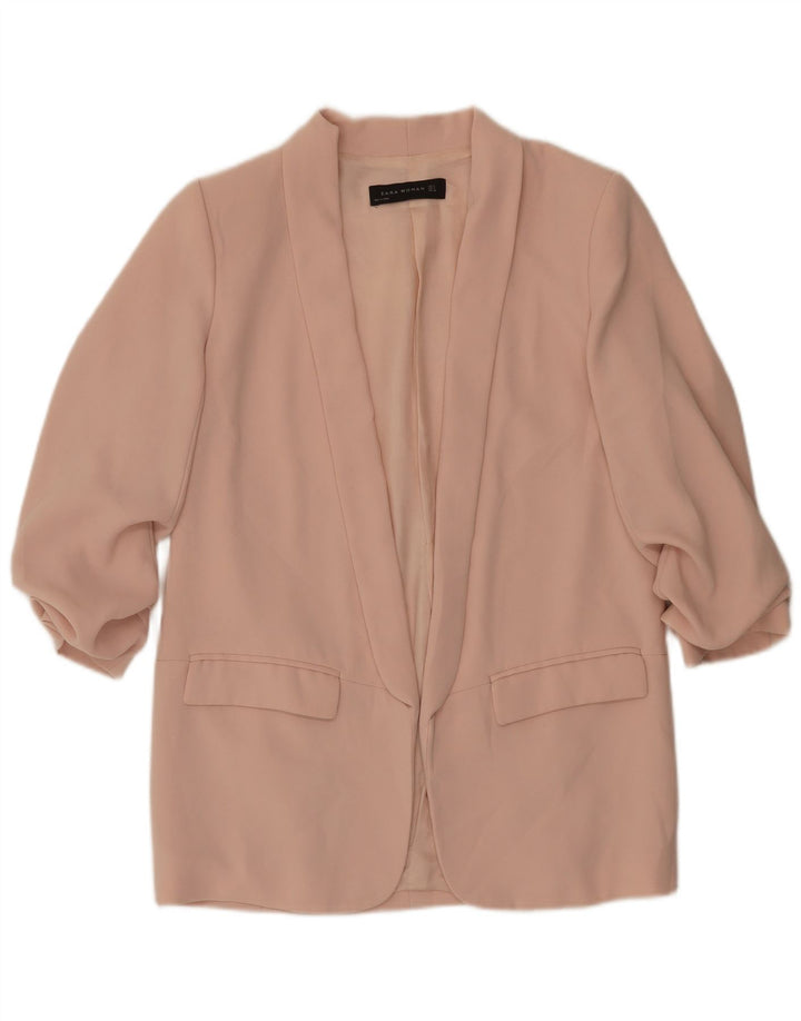 Zara Chaqueta Blazer Abierta De Manga 3/4 para Mujer UK 44 Rosa Mediano