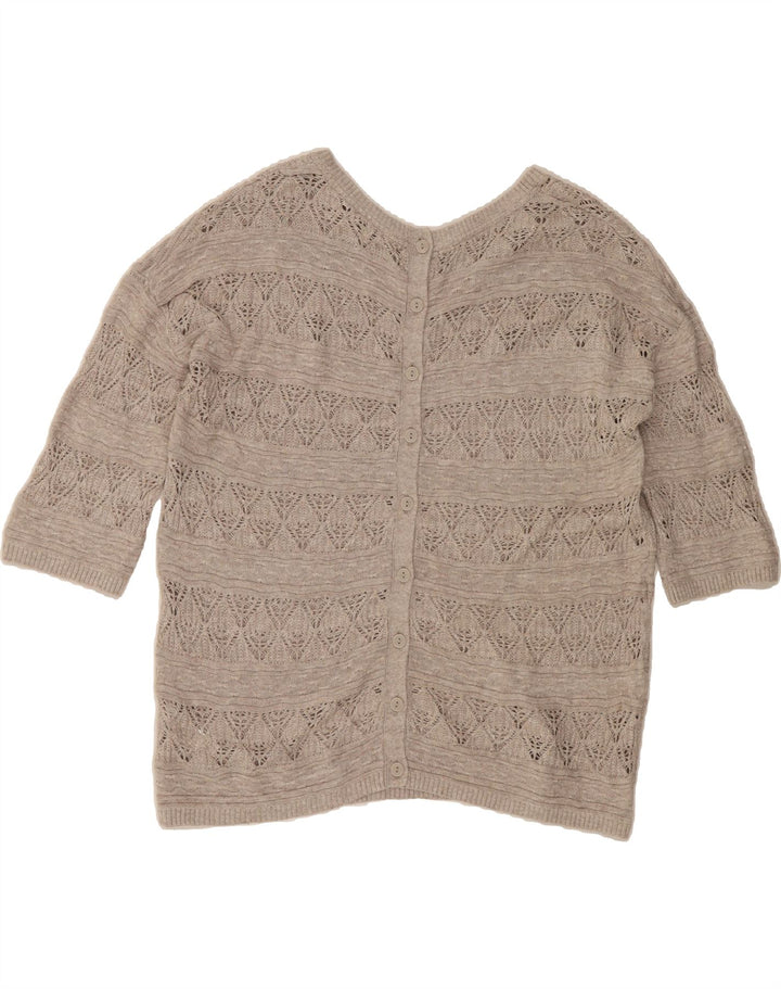 FAT FACE Womens Oversized Short Sleeve Cardigan Sweater UK 10 Small  Grey Vintage Fat Face and Second-Hand Fat Face from Messina Hembry 