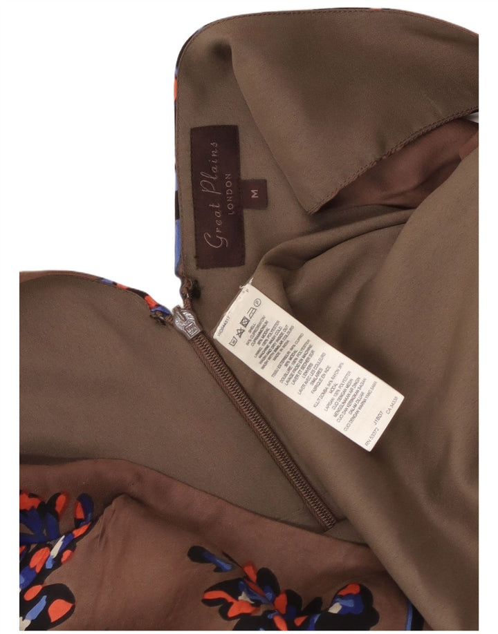 GREAT PLAINS Vestido largo sin mangas para mujer UK 40 Rayón floral marrón medio