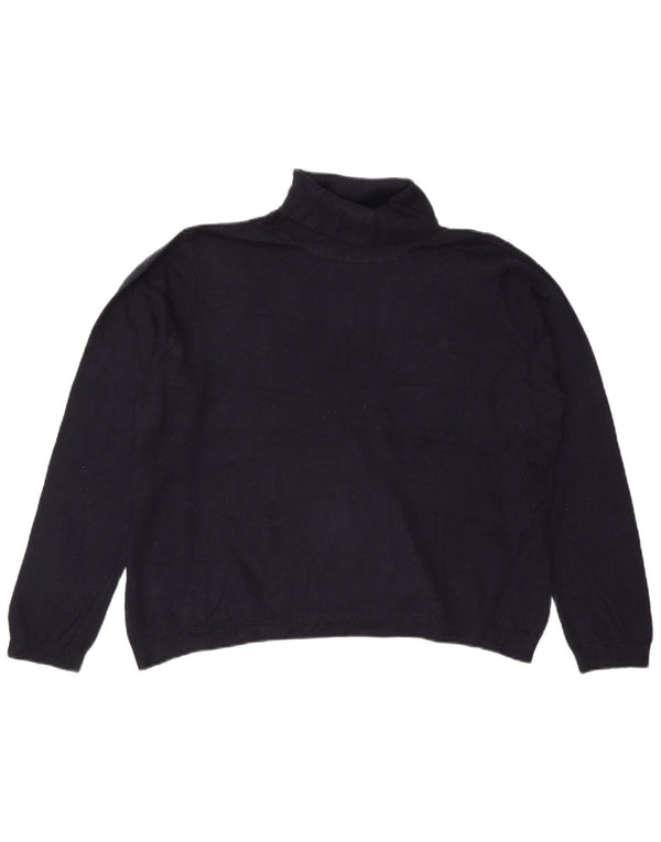 RALPH LAUREN Jersey con cuello vuelto para mujer UK 20 2XL Seda azul marino