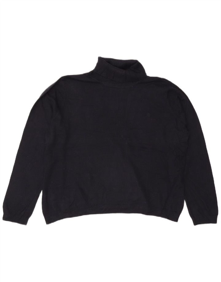 RALPH LAUREN Jersey con cuello vuelto para mujer UK 20 2XL Seda azul marino