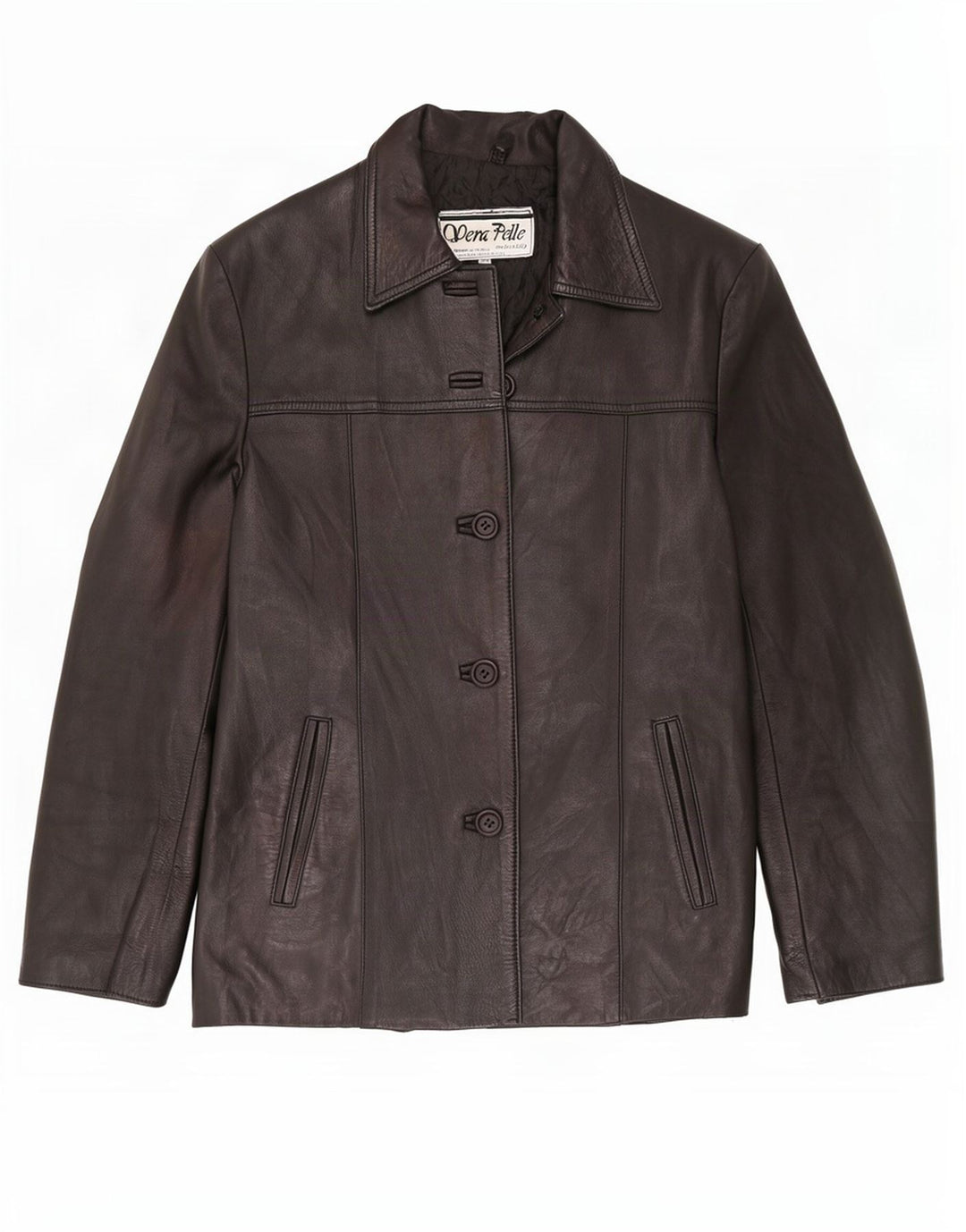 Lavorazione Artigiana Chaqueta de cuero para mujer IT 44 Medium Black Classic
