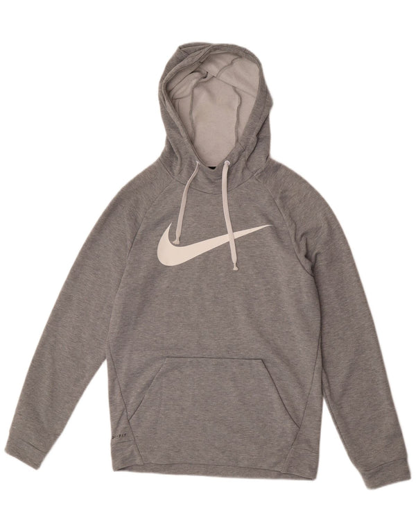 Nike Mens Dri Fit Graphic Hoodie Jumper Small Grey Flecked