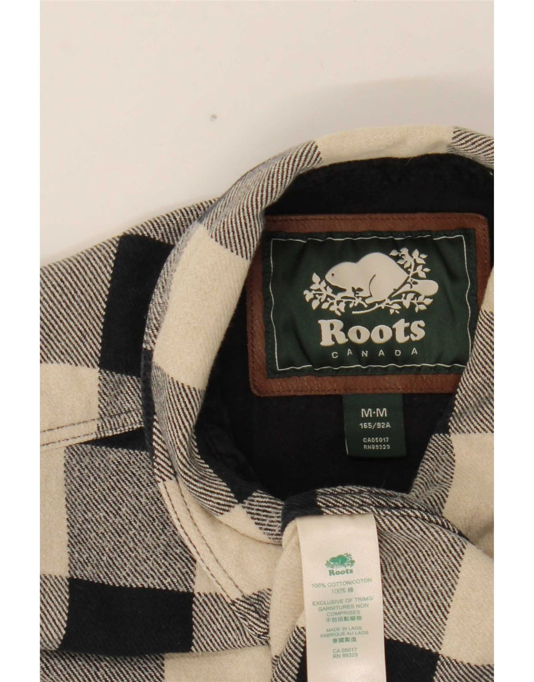 Roots Camisa de franela Canadá para mujer UK 44 Mediana Algodón a cuadros negro