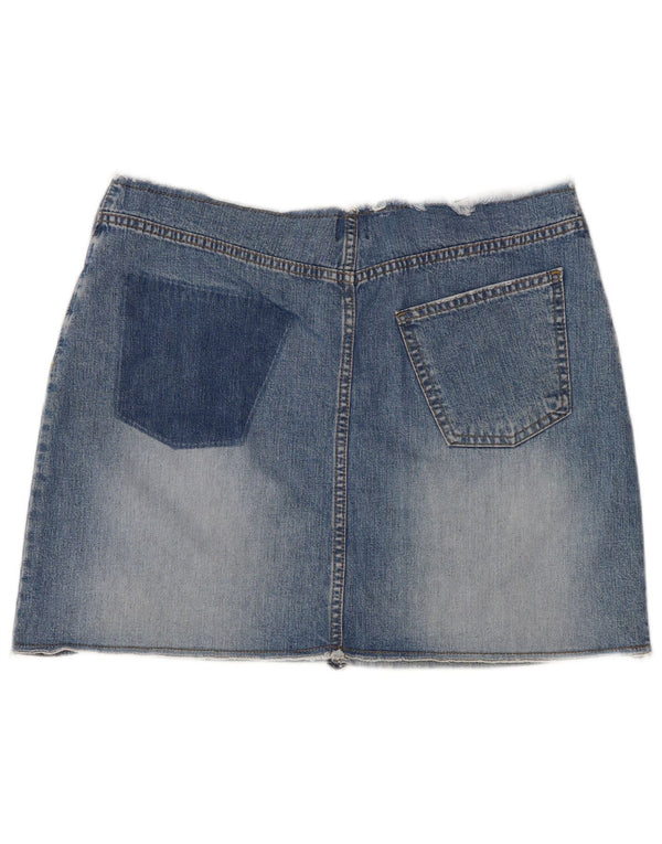 Oasis Falda Vaquera Midi Para Mujer UK 46 Large W34 Algodón Azul