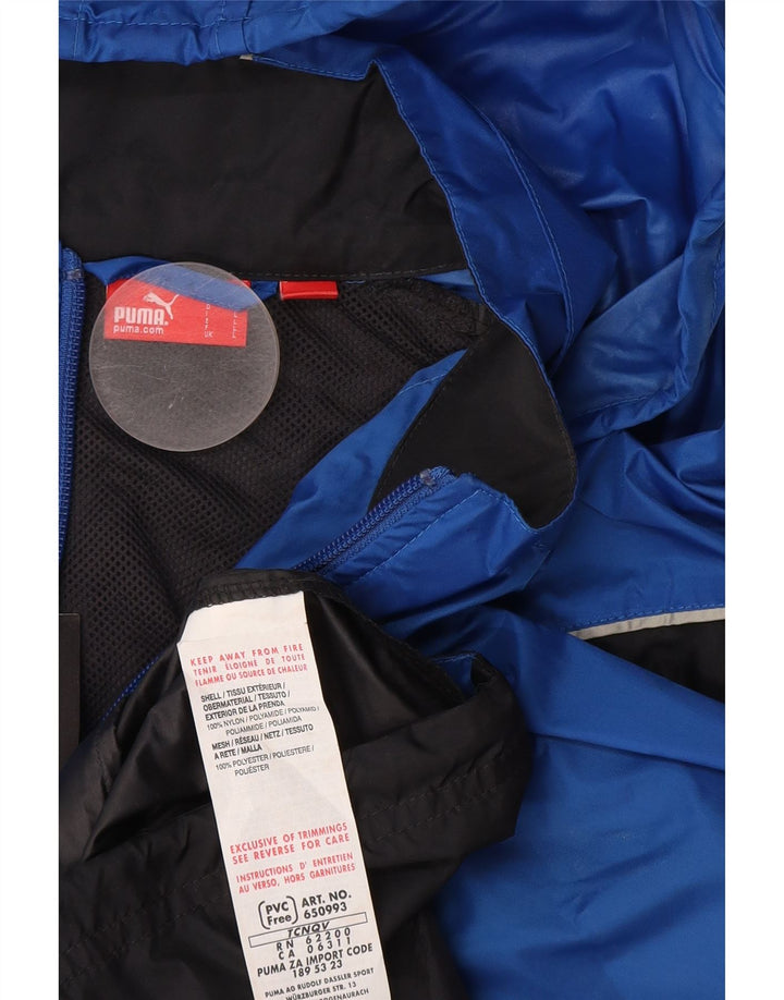 Puma Chaqueta impermeable con capucha para hombre UK 40 Large Azul Colorblock Nylon