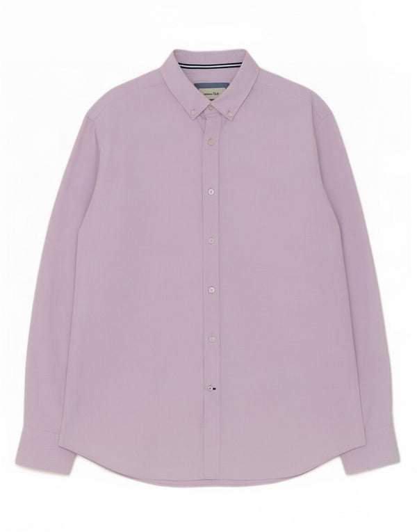 Camisa Massimo Dutti Hombre Large Algodón Raya diplomática Morado