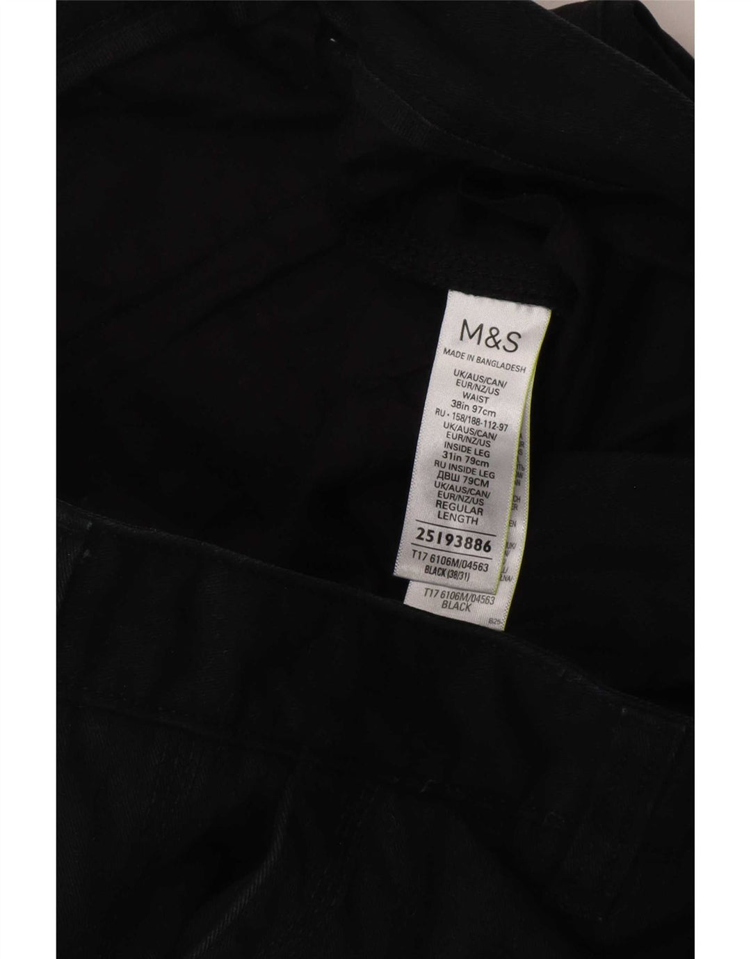 Marks & Spencer Pantalones cargo rectos para hombre W38 L31 Algodón negro