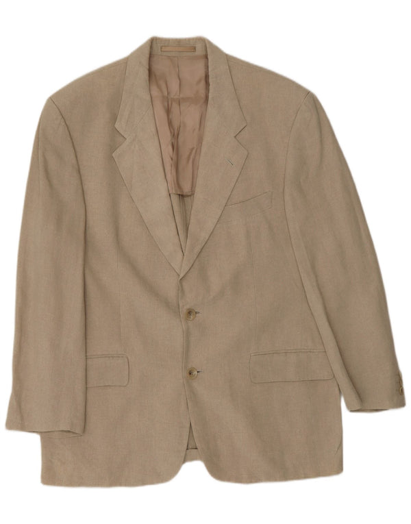 Hugo Boss Chaqueta tipo blazer de 2 botones para hombre EU 50 Large Beige Linen
