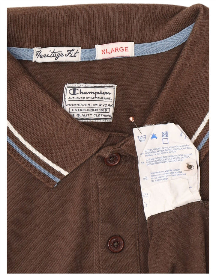 CHAMPION Polo Heritage Fit para hombre XL Algodón marrón