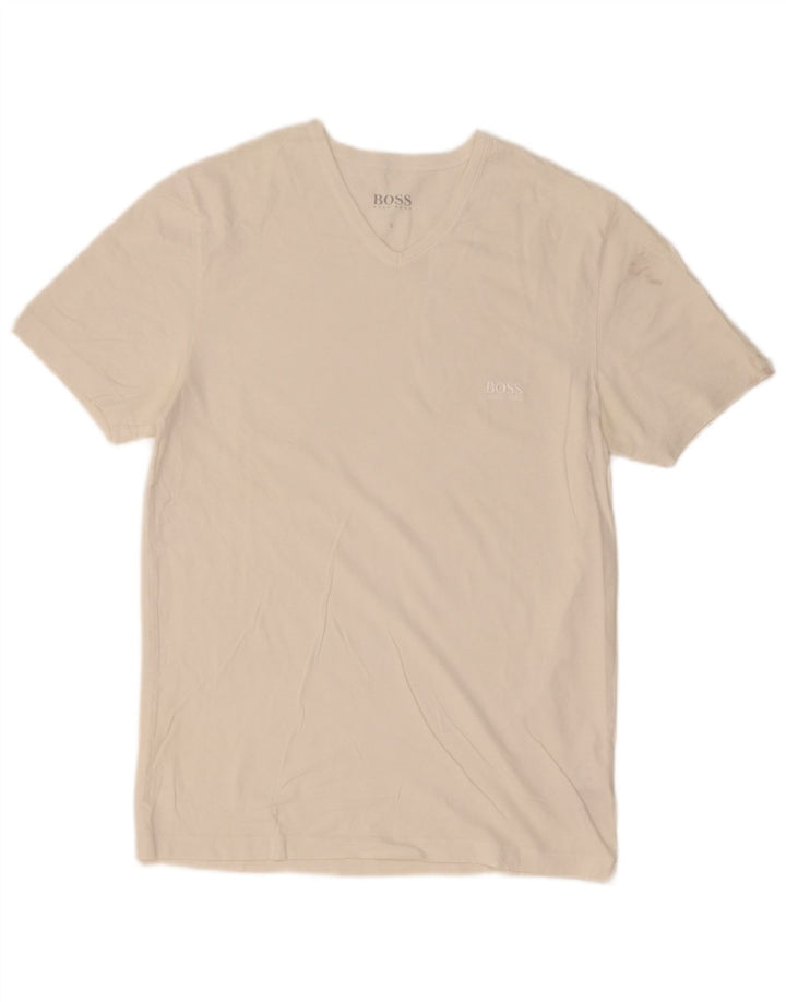 Hugo Boss Hombre Camiseta Top Small Blanco Algodón