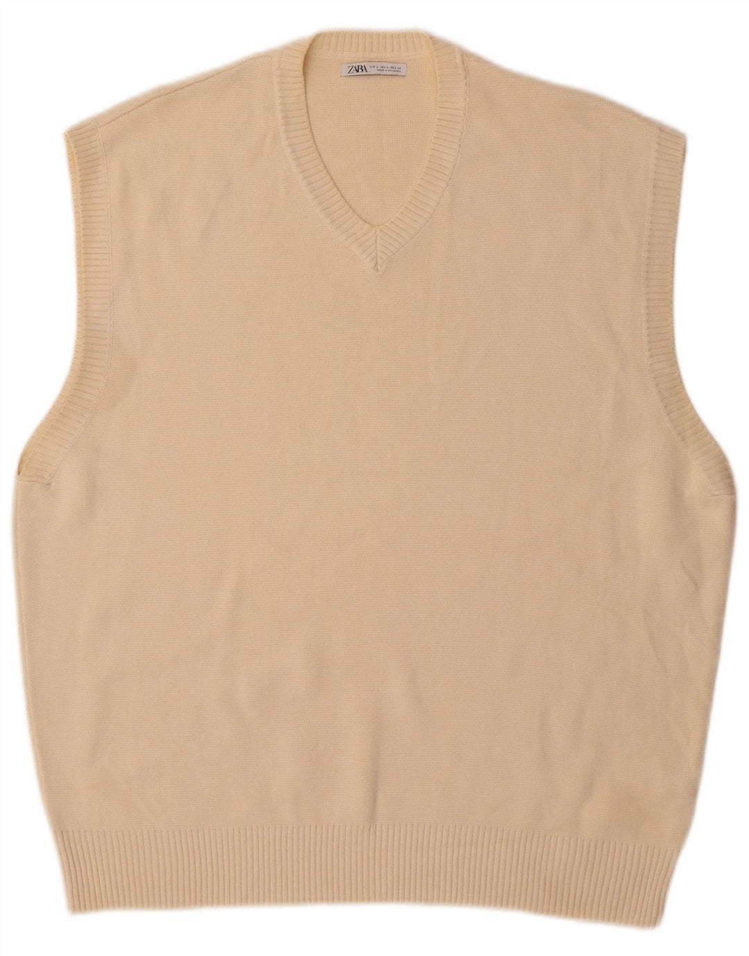 Zara Hombre Chaleco Tank Top Grande Algodón Beige