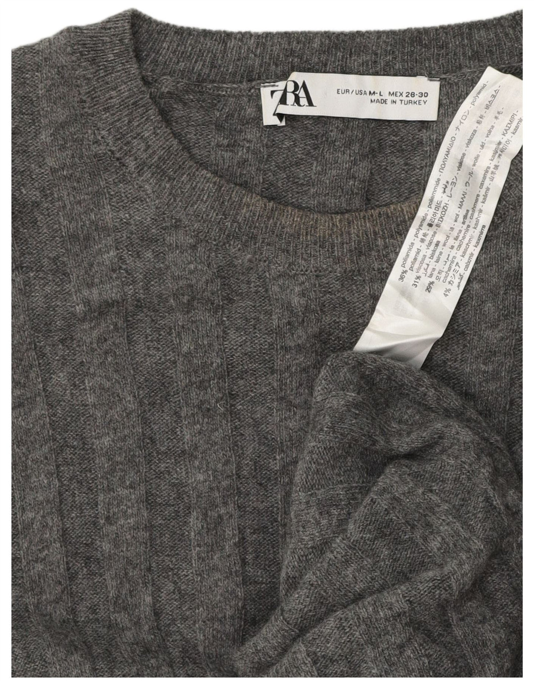 Zara Suéter Largo De Cuello Redondo De Gran Tamaño para Mujer UK 46 Grande Gris