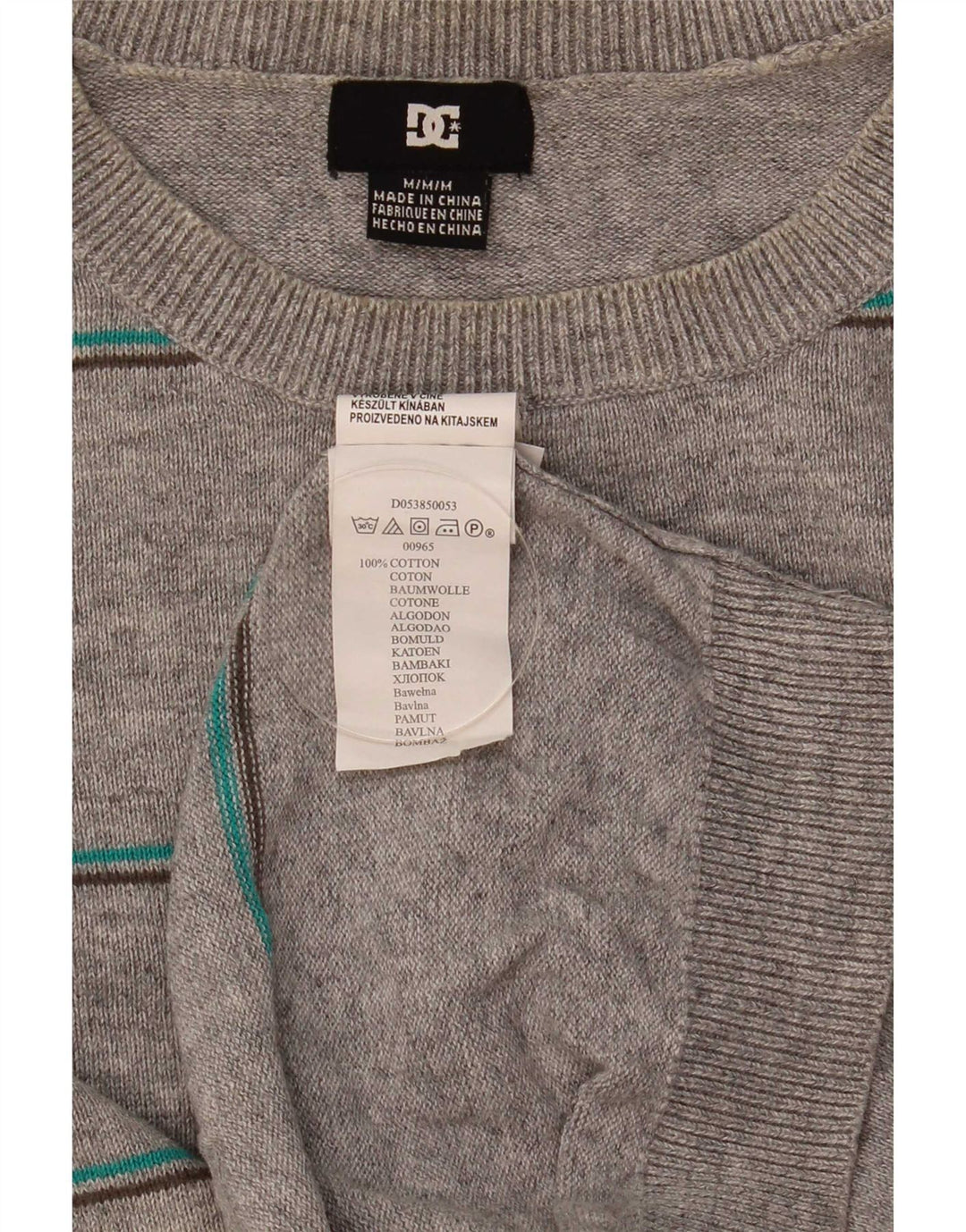 DC Jersey De Cuello Redondo Para Hombre Jersey De Algodón A Rayas Gris Medio