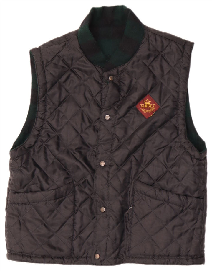 Vintage hombres acolchado chaleco Reino Unido 38 medio negro