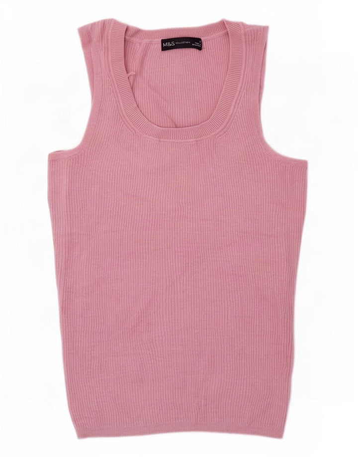Marks & Spencer Top sin mangas para mujer UK 8 Small Viscosa rosa