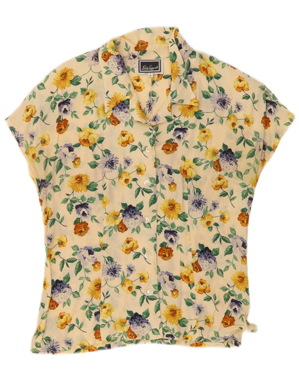 Luisa Spagnoli Blusa de manga corta para mujer UK 44 Medio Amarillo Floral