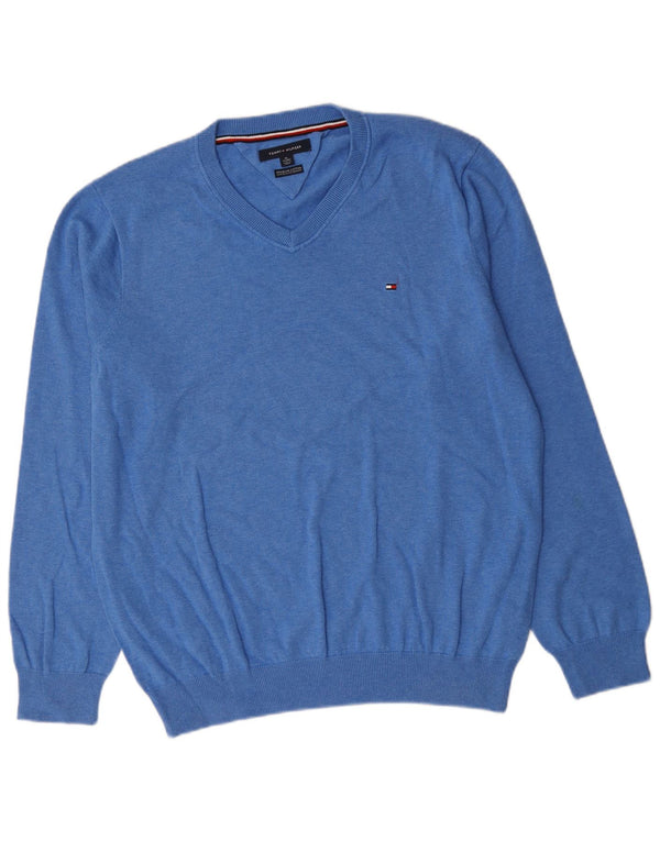 Tommy Hilfiger Jersey con Cuello en V para Hombre XL Algodón Azul