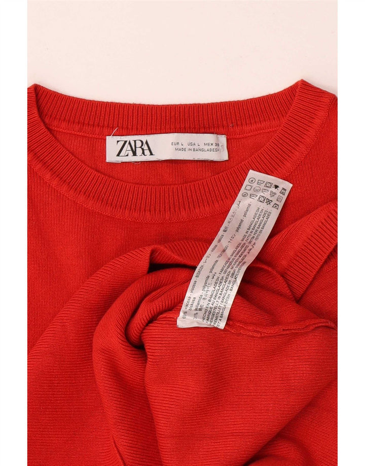 Zara Mujer Crop Vest Top UK 44 Large Viscosa Roja