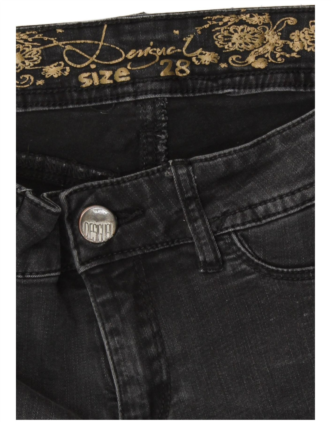 Vaqueros Ajustados Desigual Mujer W28 L32 Gris