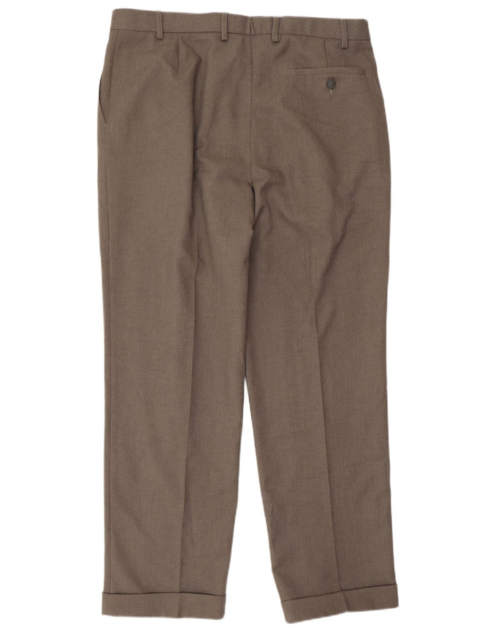 Marks & Spencer Pantalón de traje con pinzas para hombre W36 L31 Poliéster gris