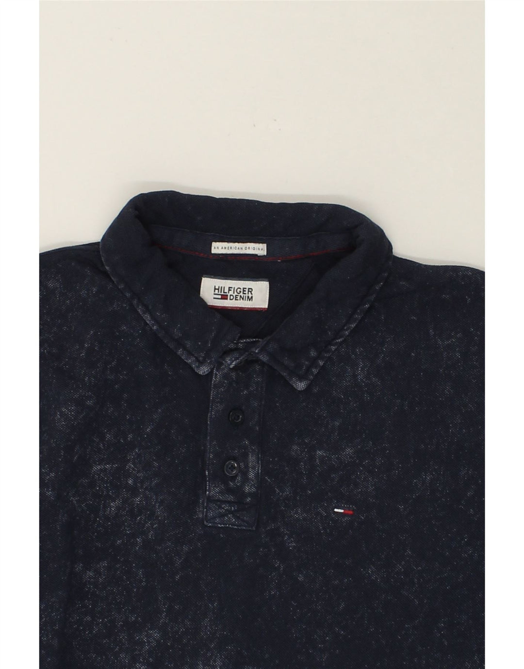 TOMMY HILFIGER Mens Indigo Polo Shirt Medium Navy Blue Vintage Tommy Hilfiger and Second-Hand Tommy Hilfiger from Messina Hembry 