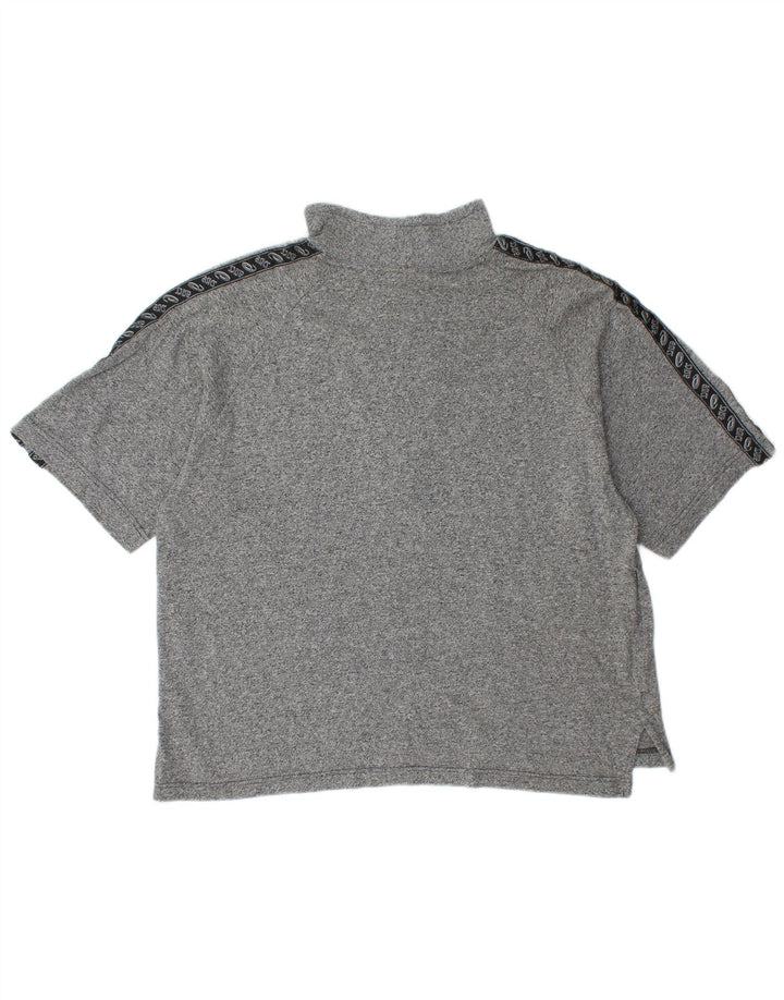 ASICS Mens Zip Neck Graphic T-Shirt Top Large Grey Cotton
