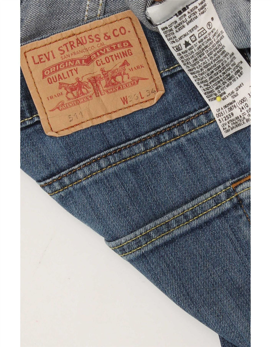 Levi's Mujer 511 Slim Jeans W36 L27 Algodón Azul