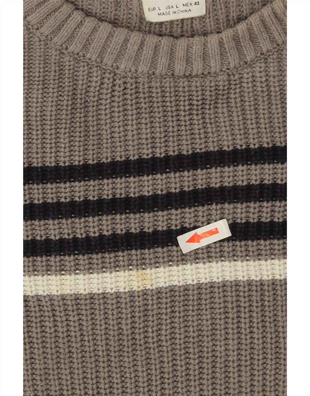 Zara Hombre Jersey Cuello Redondo Jersey Grande Gris Rayas