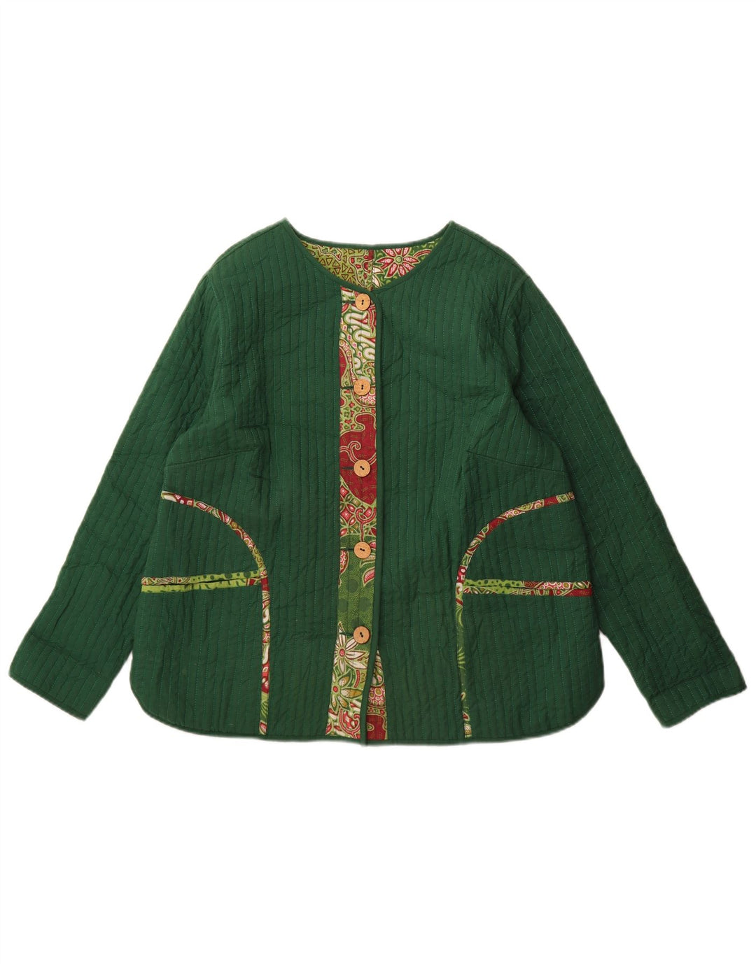 DW-Shop Chaqueta reversible para mujer EU 46 XL Algodón floral verde