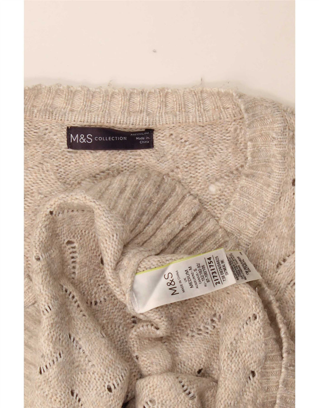 Marks & Spencer Jersey extragrande con cuello en V para mujer UK 44 Medium Beige