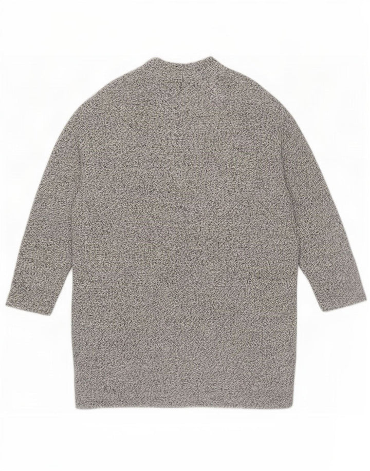 Zara Mujer Cárdigan Abierto Suéter UK 46 Grande Poliéster Gris