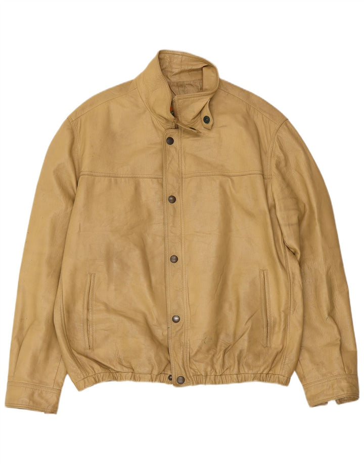 Chaqueta de cuero VINTAGE para hombre IT 52 XL Beige