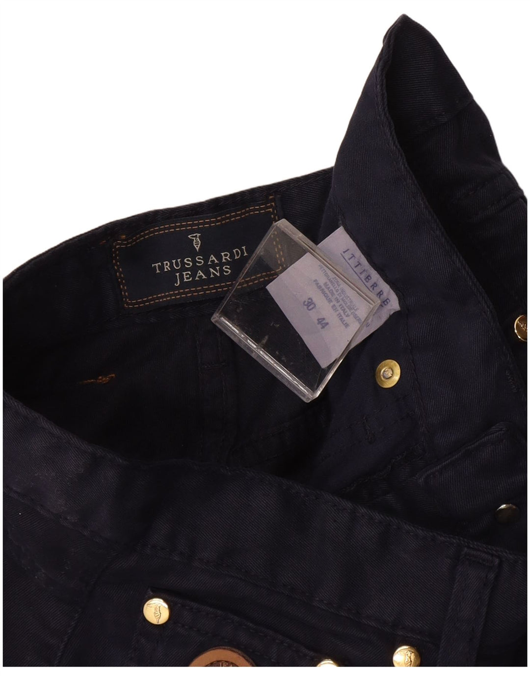 TRUSSARDI Pantalones casuales de cintura alta para mujer IT 44 Medium W30 L27 Azul marino