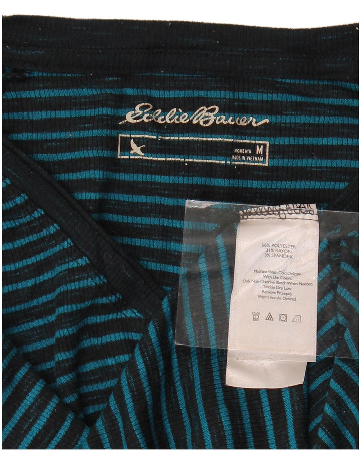 EDDIE BAUER Top para mujer manga larga UK 44 Poliéster a rayas azul medio